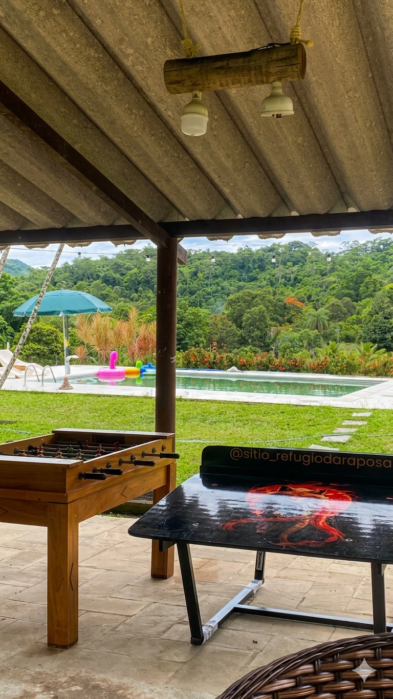 Piscina com vista para as montanhas no sítio Refúgio da Raposa